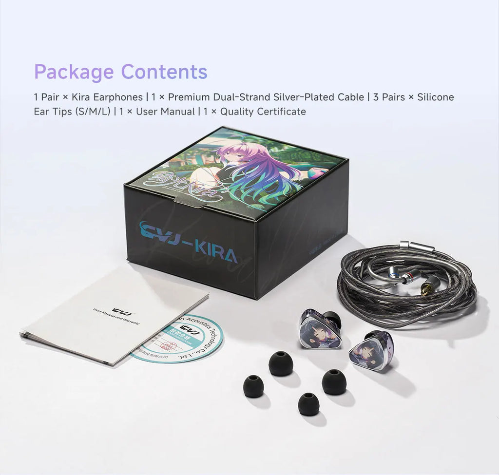 CVJ KIRA In Ear Monitors 10mm Dynamic Driver Earphones Strand Silver-Plated Braided HIFI IEM Cable 3.5MM/4.4MM/Type-c Optional