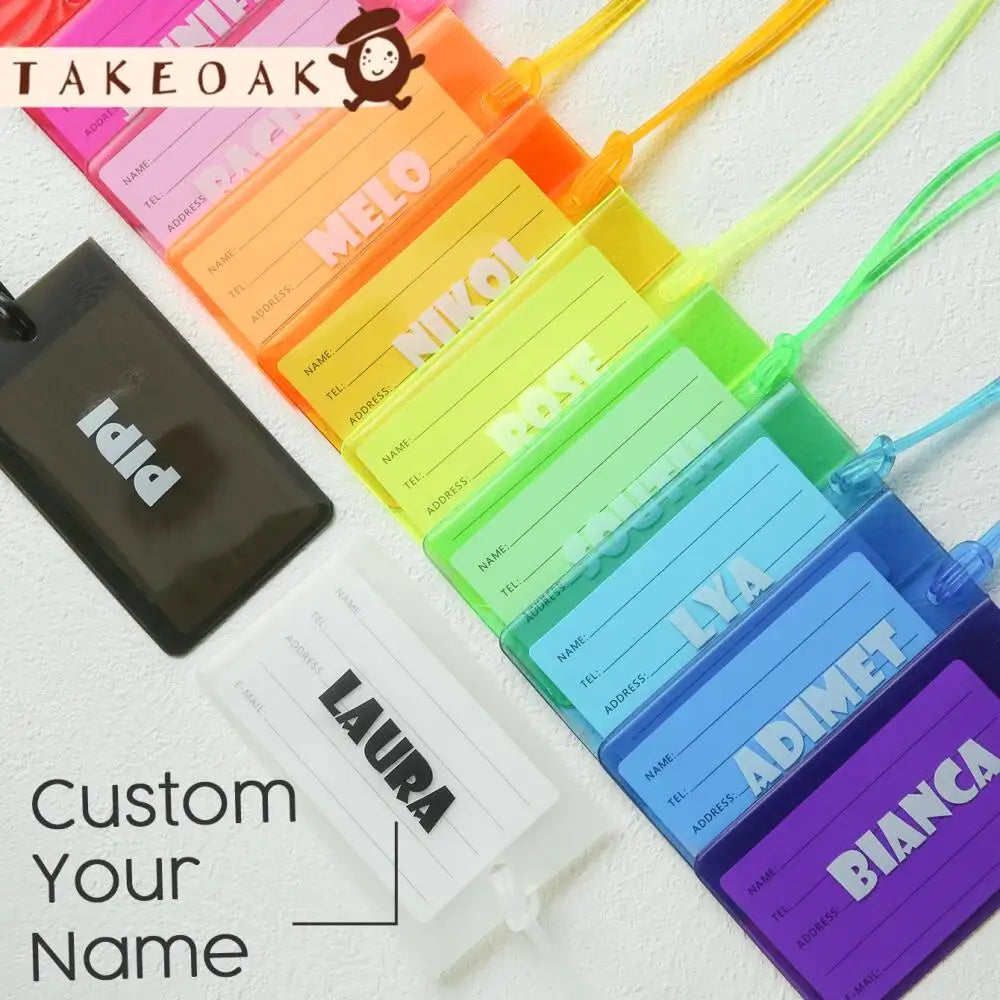 Custom Name Luggage Tag Personalized Name Fluorescent Pvc Luggage Tag Waterproof Transparent Suitcase Id Tag with Name Card