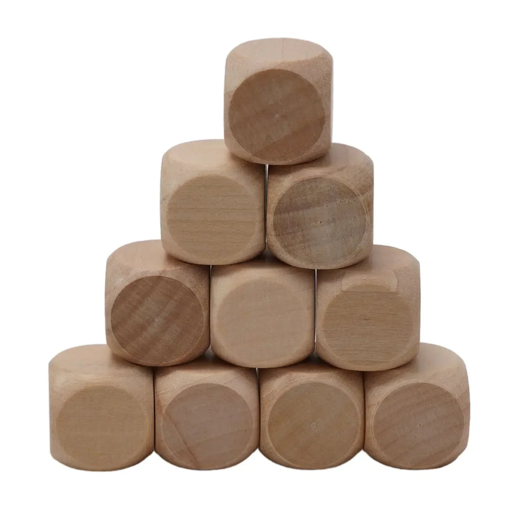 10pcs 8/12/16/20/22/25/28/30mm 6 Sided Blank Wood Dice For Party Family DIY Games Printing Engraving Toys Wood Cube Dices