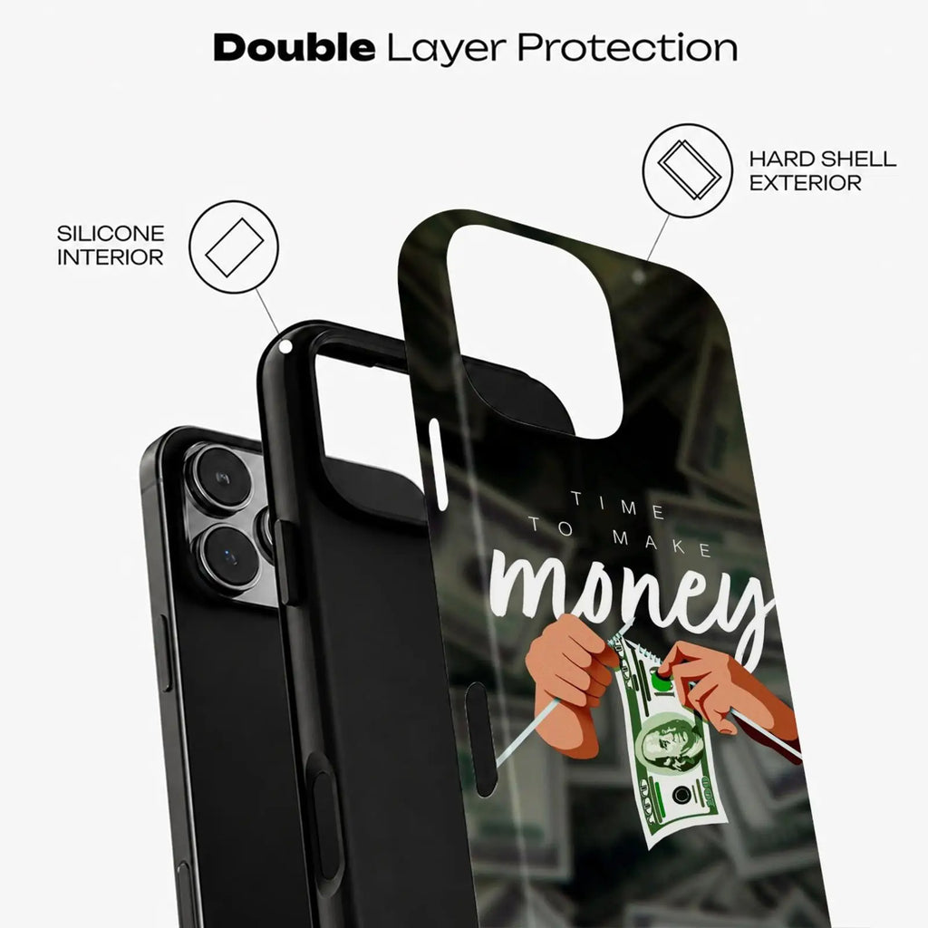 Funny Time is Money Phone Case For iPhone 17 16 15 14 13 12 11 Pro Max Air Dual-Layer Shockproof Protective Cover