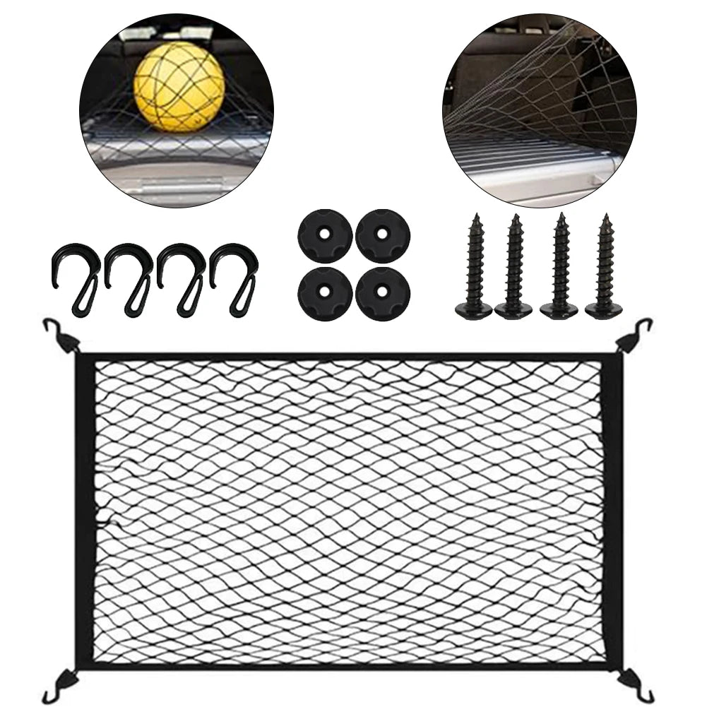 1 Pcs Car Storage Net 60x40cm Car Boot Net With 4 Hook Elastic Luggage Net Automotive Mesh Interior Accessories