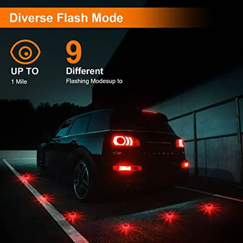 3 Pack Road Flares Emergency Lights Roadside Warning Car Safety Magnetic Beacon Flashing Kit with Hook Carrying Bag Car Charge