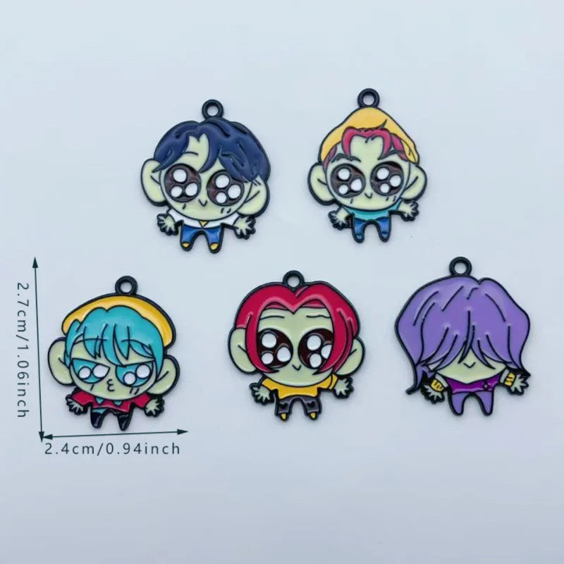 10pcs Cartoon Anime Pendant Oil Drop Alloy DIY Earrings Keychain Pendant Accessories