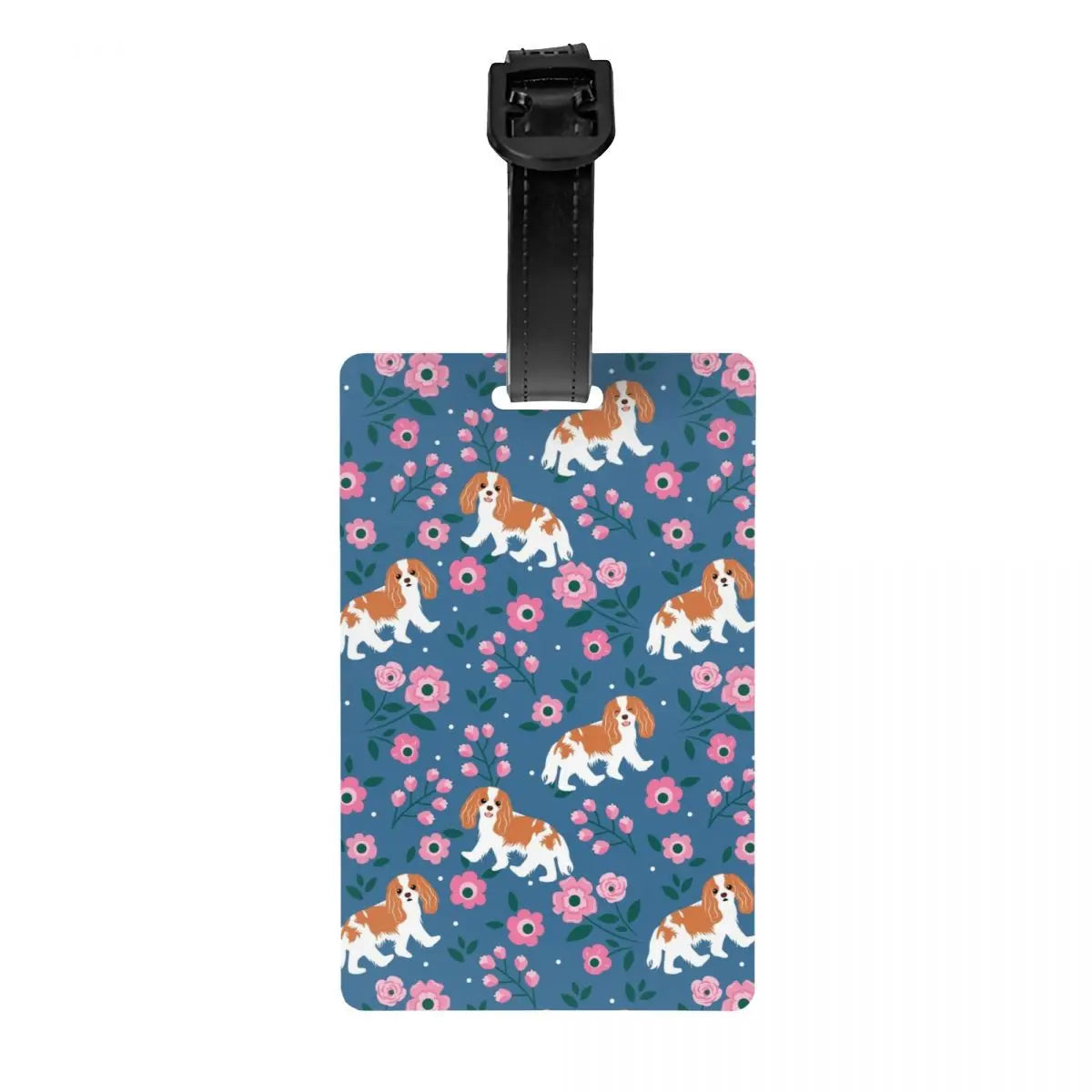Custom Cavalier King Charles Spaniel Pet Portraits Art Luggage Tag Dog Suitcase Baggage Privacy Cover ID Label