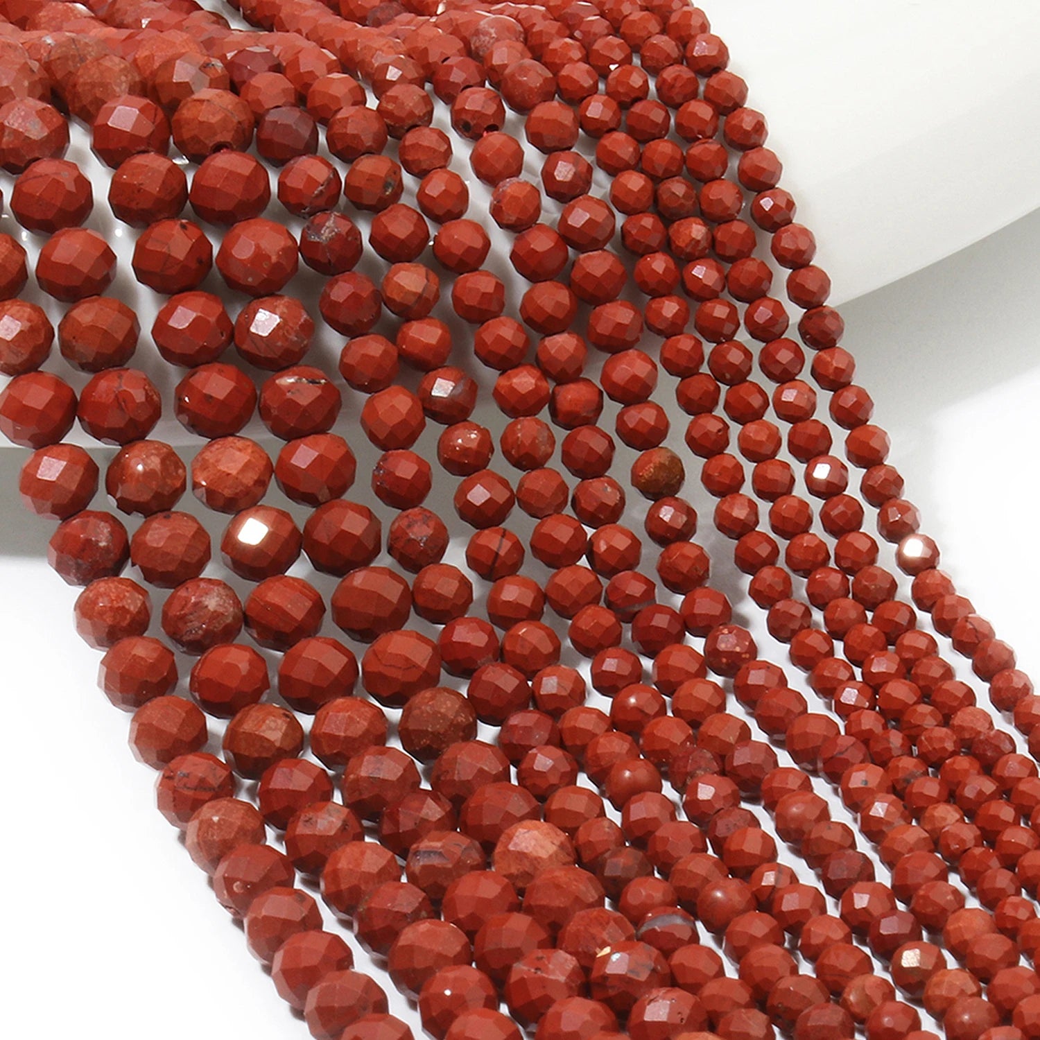 Natural Red Jasper 2mm 3mm 4mm Faceted Round Loose Spacer Beads Diy Bracelet Necklace Jewelry Making Handmade Crafts Accessories