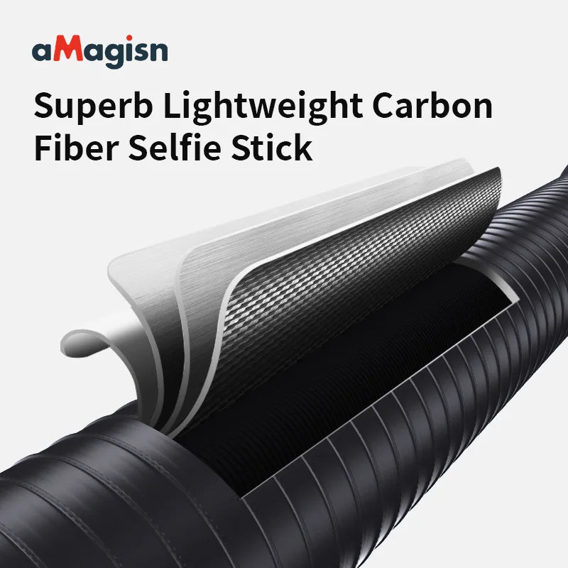 AMagisn 3M Invisible Selfie Stick, Carbon Fiber Extended Monopod 118' for Gopro Max DJI 360 Insta360 X3 X4 Air X5 Accessories