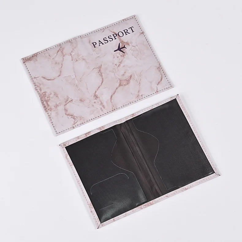 Macaron Color Marble Pattern Passport Covers Ultra-thin Document Holder Travel Passport Holder ID Card Covers Travel Accessories