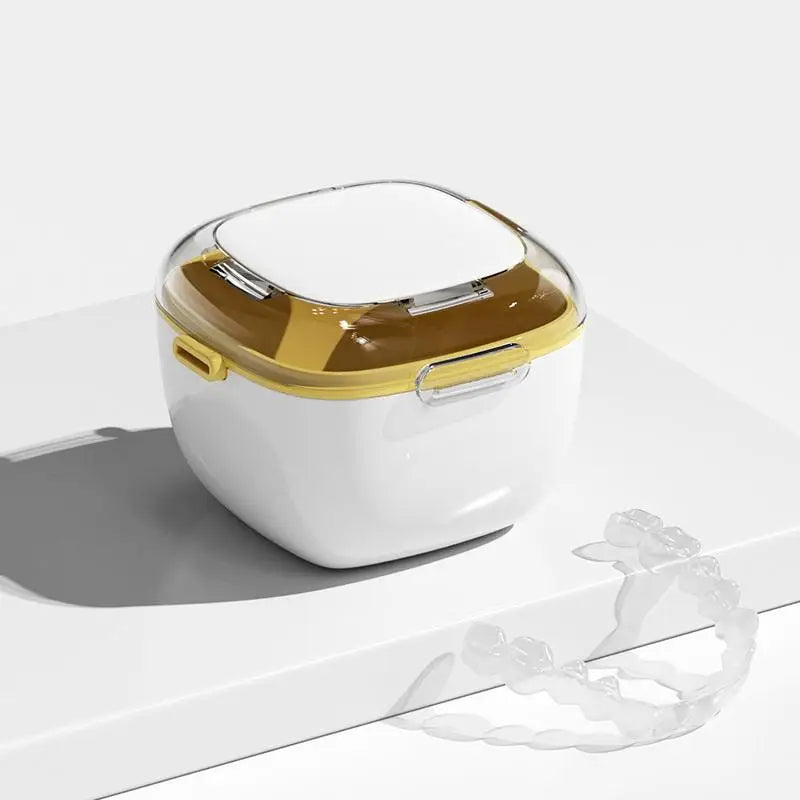 Denture Case with Lid Portable Denture Box for Travel and Daily Cleaning