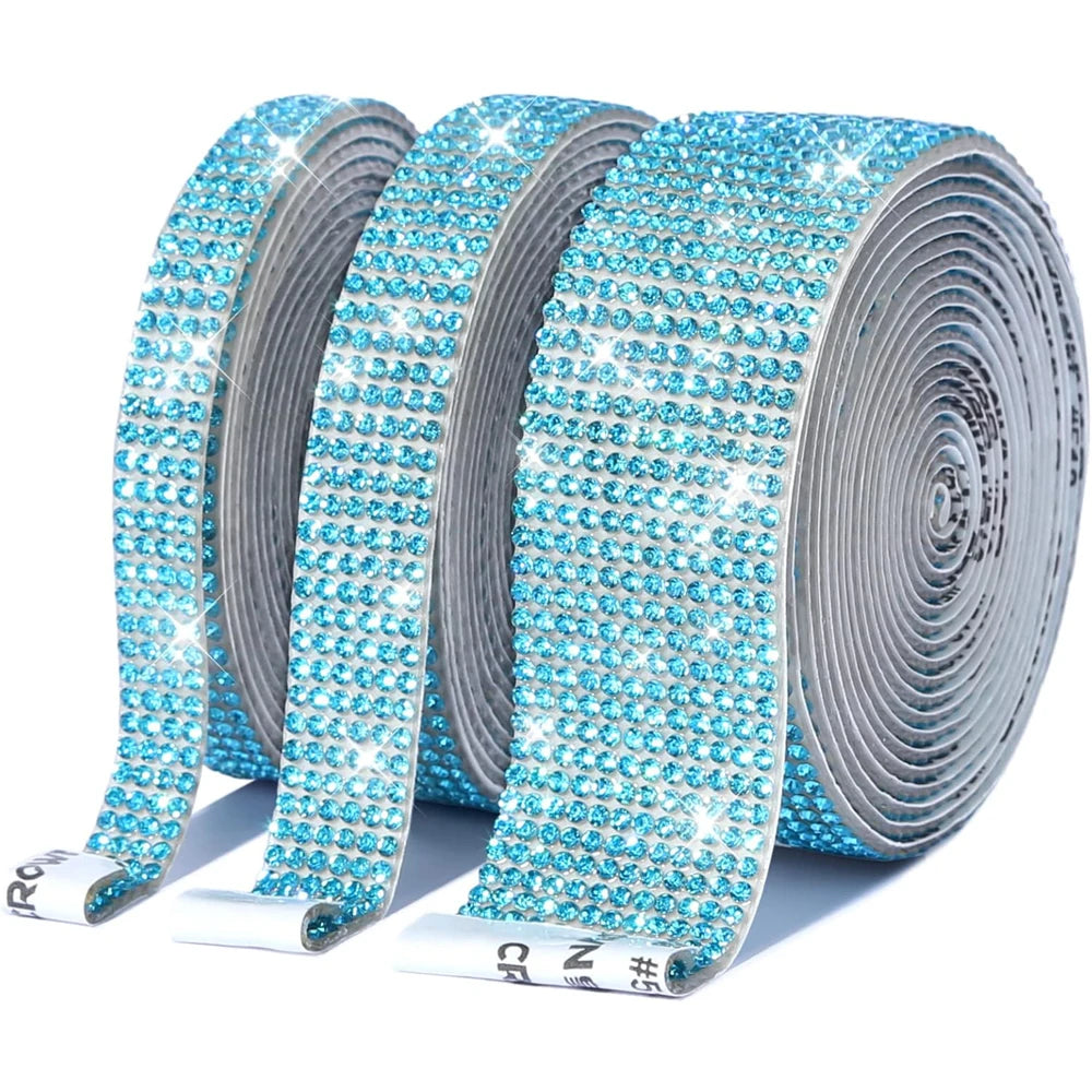 1/5/10Yards Self Adhesive Rhinestone Ribbon Bling Crystal Diamond Ribbon Roll Wrap Glittering Rhinestones Sticker for Decoration