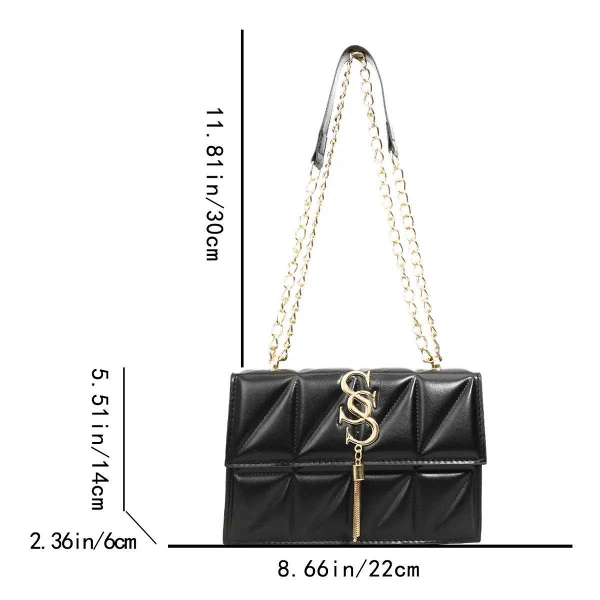 Fashionable Elegant  Argyle Quilted Small Square Bag Exquisite Metal Letter Tassel Diagonal Cross Bag Commuter Shoulder Bag