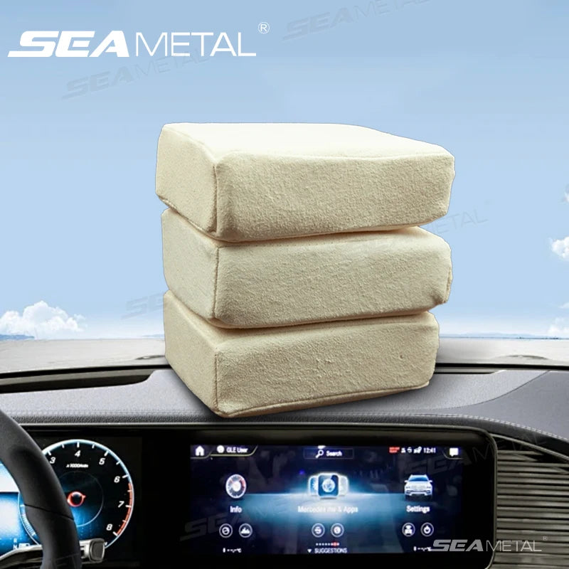 SEAMETAL 3pcs Car Detailing Suede Sponge Polishing Applicator Use With Ceramic Coating for Car Paint Metal Rubber Glass Cleaning