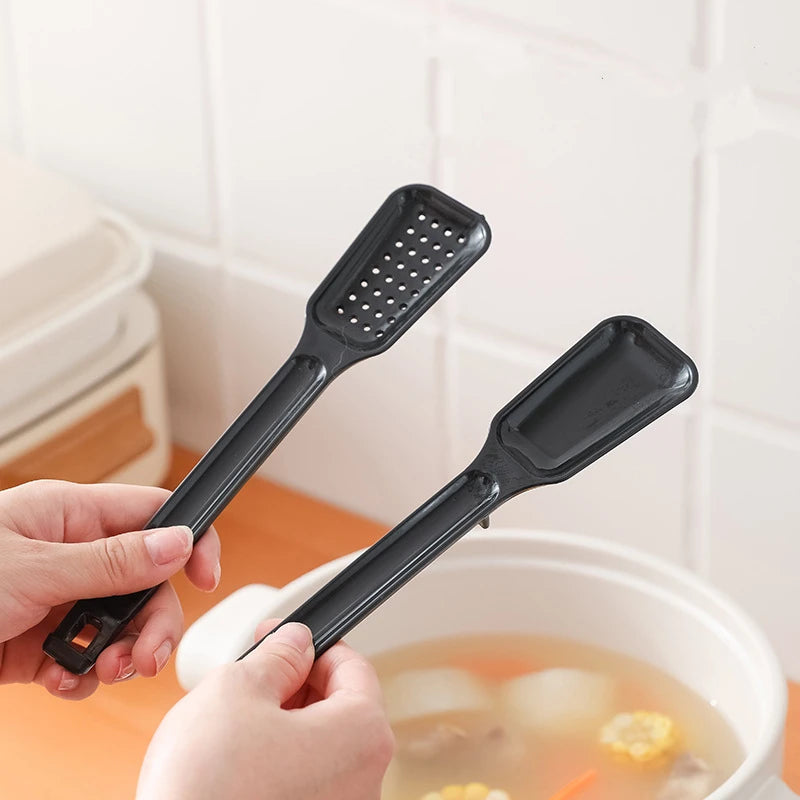 2 in 1 Kitchen Barbecue Food Tongs Buffet Steak Bread Clip Tableware Detachable Spoon Colander Home Cooking Accessories