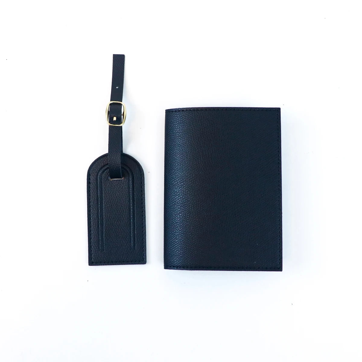 Customized letter pu leather anti-loss luggage tag + two-piece set for travel document and passport holders