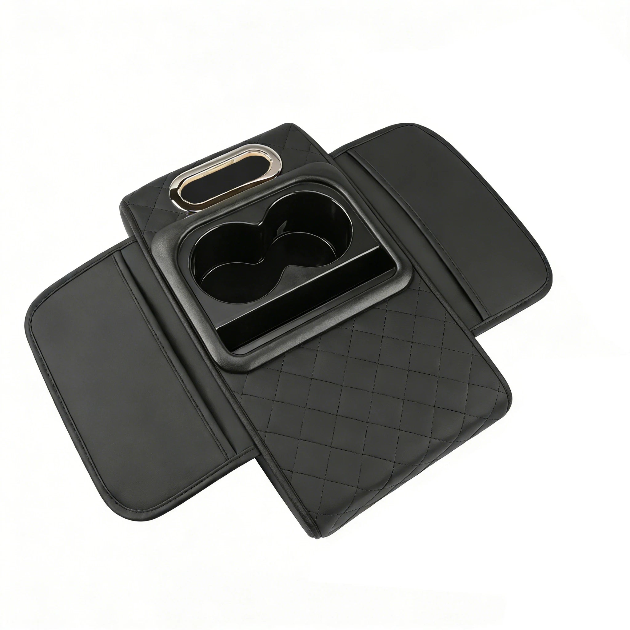 5 in 1 Middle Console Storage Box with Cup Holder Car Armrest Cushion Pad with Tissue Box  Luxury Waterproof Interior Accessory