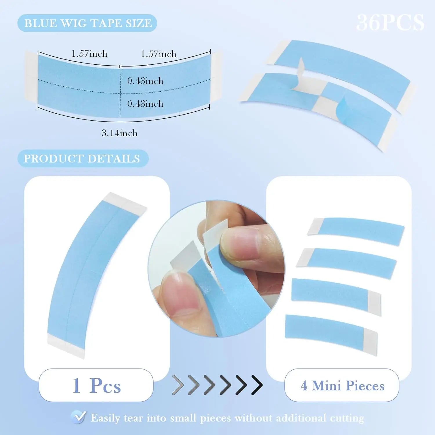 36pcs/lot Supertape Waterproof Hair Tape Double Side Adhesive Super Tape For Lace Wig Toupee Replacement Hairdresser Accessories