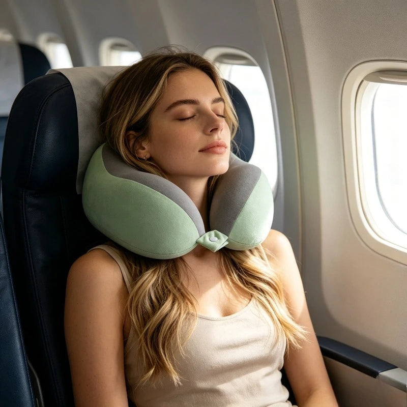 Memory Foam U Shaped Pillow Travel Neck Pillow Airplane Sleeping Pillow Portable Cervical Support Pillow
