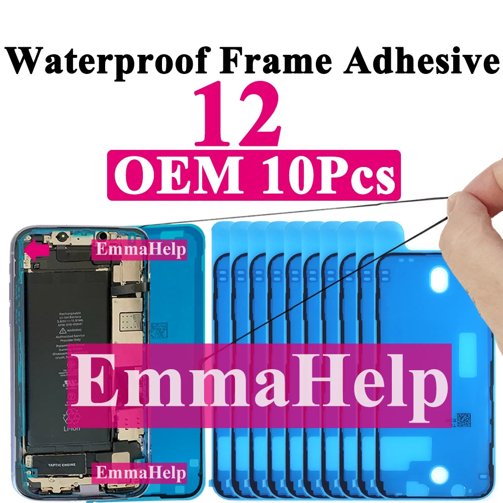 10pcs Waterproof Sticker for iPhone 16 Pro Max 17 14 13 12 11 15 XS XR 8 SE 3M Seal Adhesive Pre-Cut LCD Screen Frame Tape Glue