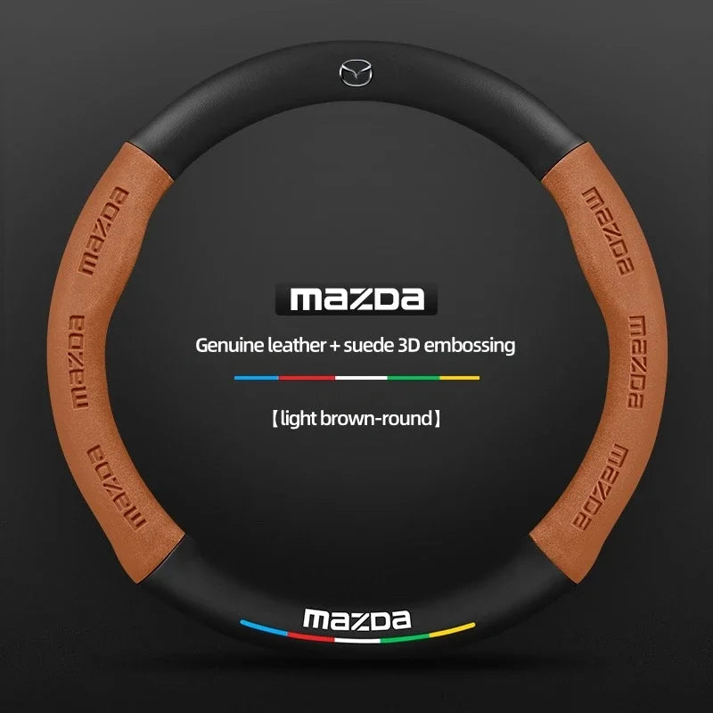 Car Suede Carbon Fiber Leather Steering Wheel Cover For Mazda BT-50 CX-3 CX-4 CX-5 CX-7 CX-9 MX5 Mazda 3 Axela 6 Gh Gj Demio Car
