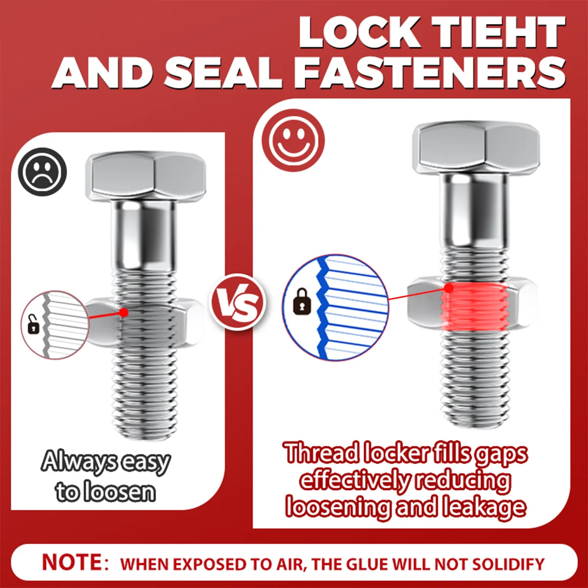 Threadlocker 271 Red Anaerobic Adhesive Threadlocking Compound (Equivalent to Loctitl) Vibration-Resistant Anti-Loosening Sealant High-Strength, High-Temperature Resistant