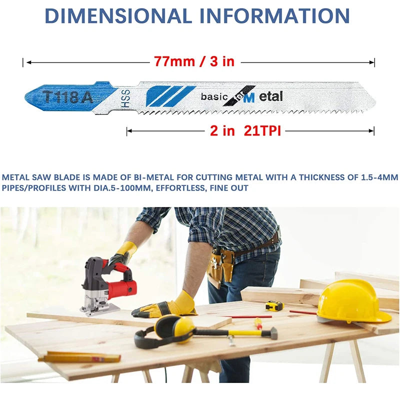 5Pcs/set  HSS T118A Jig Saw Blades Wood Metal Fast Cutting Reciprocating Saw Blade AP16 High Carbon Steel Jig Saw Blades