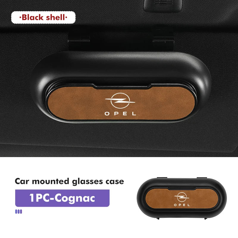For Opel Car Sunglasses Case ABS Suede Sun Visor Mount Glasses Storage Box Vectra Zafira Meriva Mokka Grandland Vivaro Antara