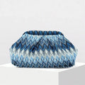 Bohemian Wave Striped Knitted Tote Bag Vintage Geometric Pattern Pleated Cloud Clip Clutch Casual  Elegant Party Evening Bag New