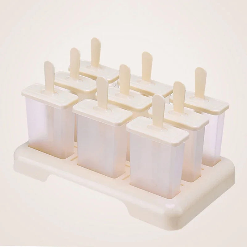 9 Grid Ice Cream Popsicle Mold DIY Ice Cream Machine Homemade Ice Box with Plastic Stick Ice-lolly Mold Ice Tray Kitchen Gadgets