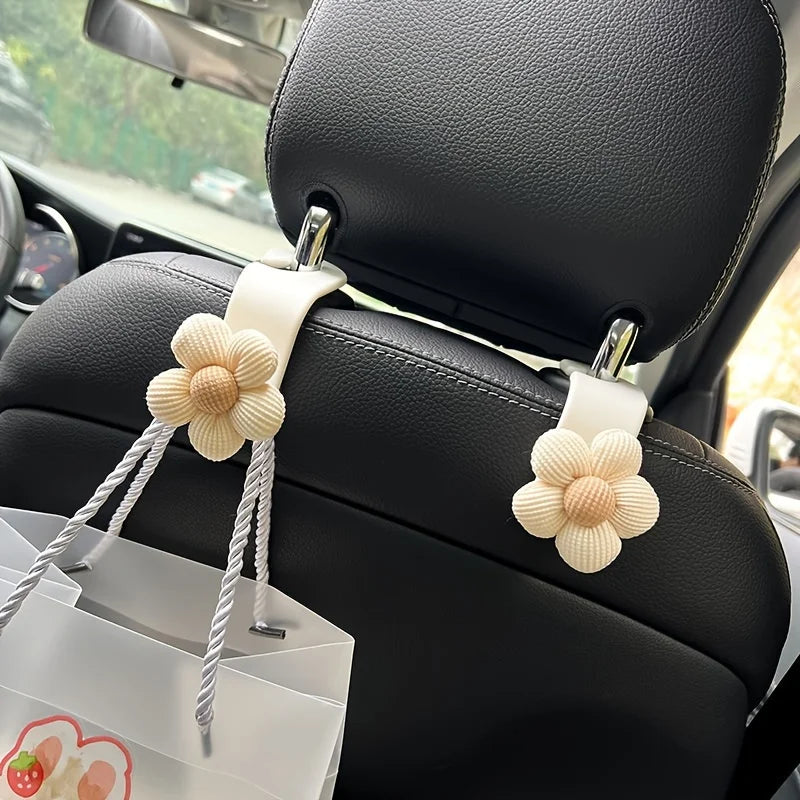 Lovely Multi-functional Flower Car Seat Back Hook,Temperament Flower Seat Back To Store Car Supplies