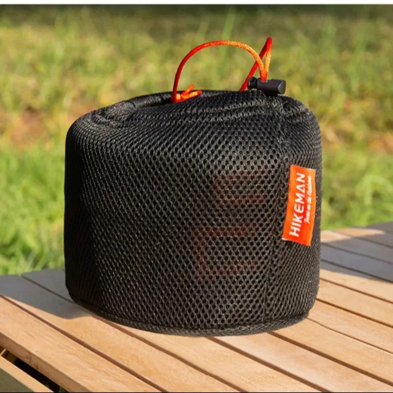 Portable Set Pot Storage Bag Ultra Light Mesh Fabric Tableware Bag Breathable Drawstring Buckle Bundle Mouth Handbag Outdoor