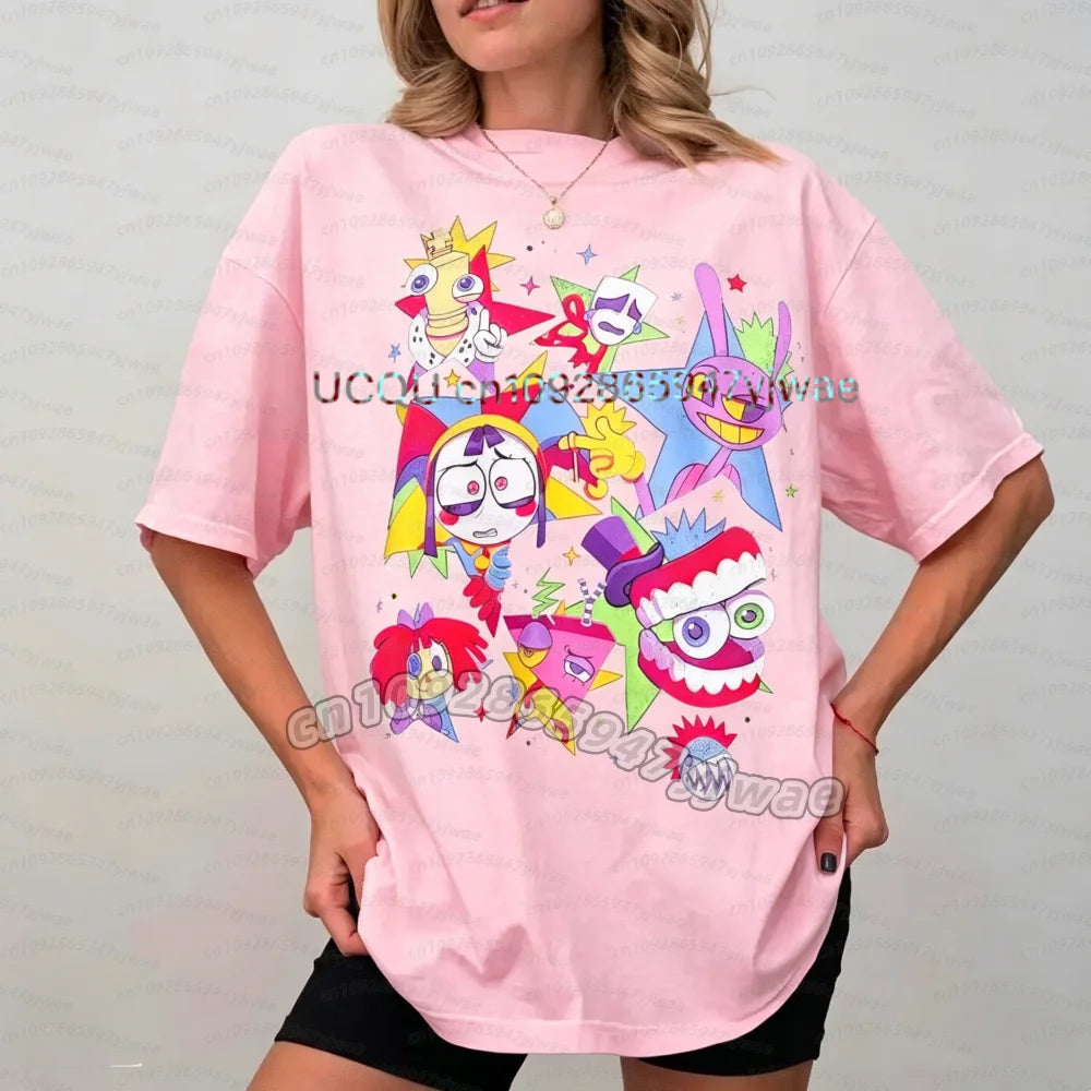The Amazing Digital Circus Periphery T-shirt Men and Women New Summer Cotton Y2K Clothing Fashion Comfortable Short Sleeve Tops