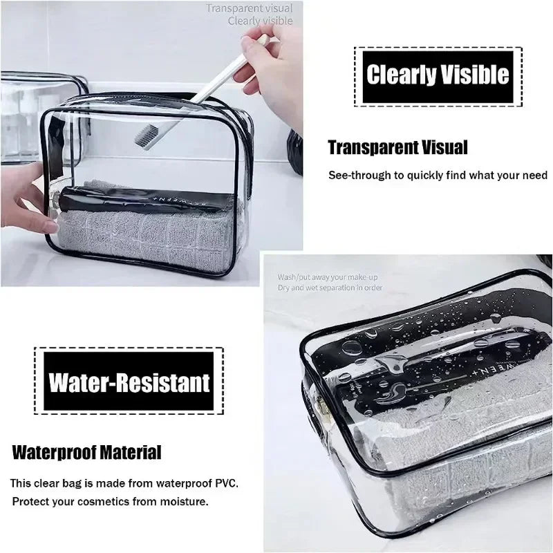 Women Transparent PVC Travel Packing Organizers Bag Cases Pouch Travel Toothbrush Towel Luggage Cosmetic Toiletry Storage Bag