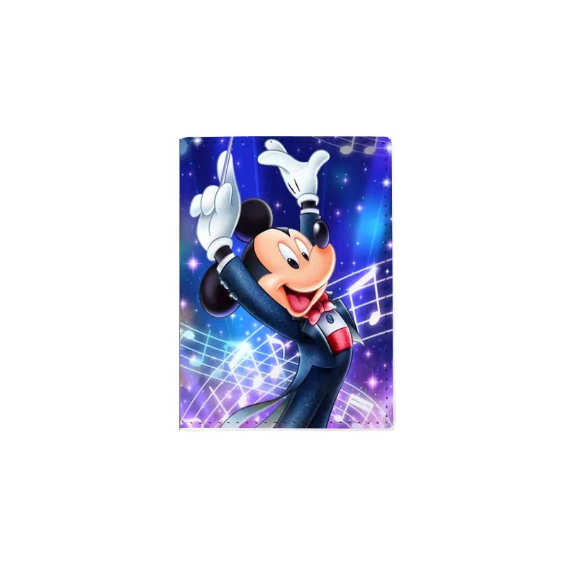 Disney Mickey Minnie Women Girls Travel Accessories Passport Cover Holder PU Leather Unisex ID Bank Card Holders Wedding Gifts