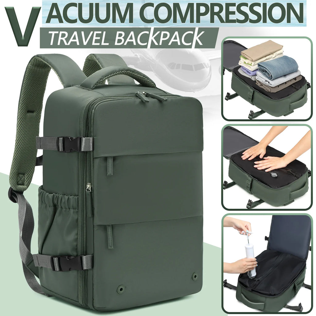 Vacuum Compression Backpack, Airline-Approved Carry-On Size, Tote Bag/Laptop Backpack, Unisex Design