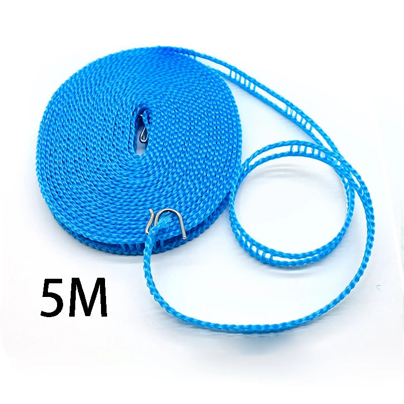 A sturdy and thick windproof clothesline, suitable for both indoor and outdoor use with no drilling required.