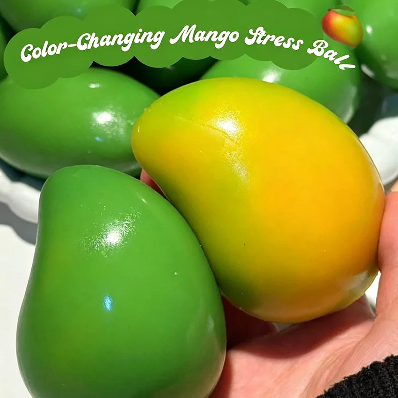 Color Changing Mango Squishy Fidget Toy, Soft ASMR Sensory Squeeze Ball, Anti-Anxiety Stress Relief Fidget Toy for Kids Adults