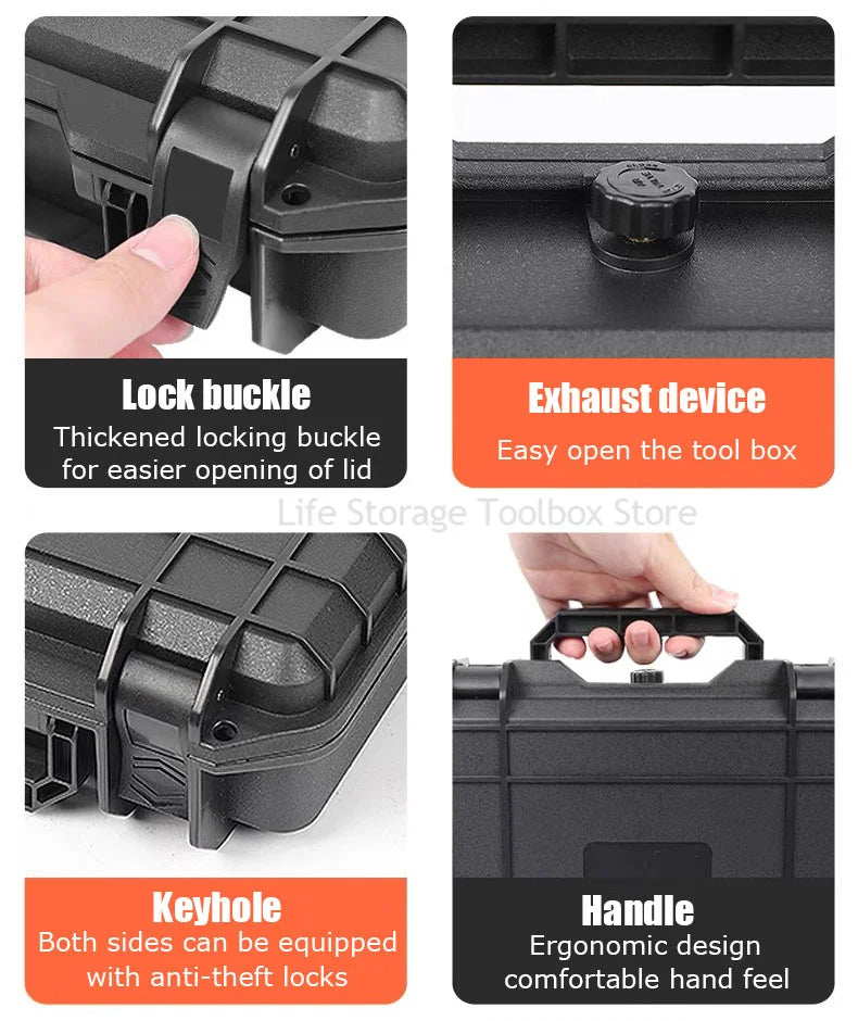 Waterproof Hard Carry Case Bag Tool Case With pre-cut Sponge Storage Box Safety protective case Hardware Toolbox pelican case