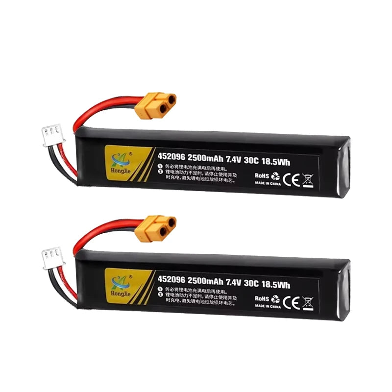 7.4V 2500mAh Lipo Battery Split Connection for Water Gun 2S 7.4V Battery for Mini Airsoft BB Air Pistol Electric Toys Guns Parts