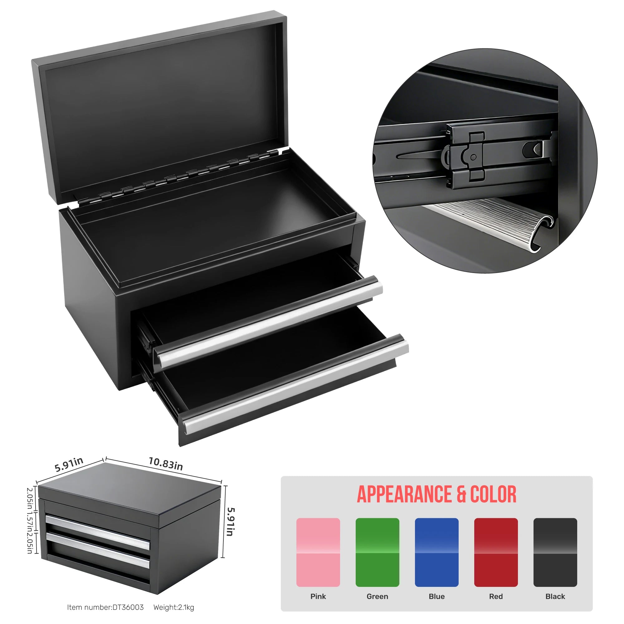 EMPTY Multi-Color Metal Storage Box with Drawers Home Tool Box Compact Utility Box Durable Metal Case for Small Parts Storage