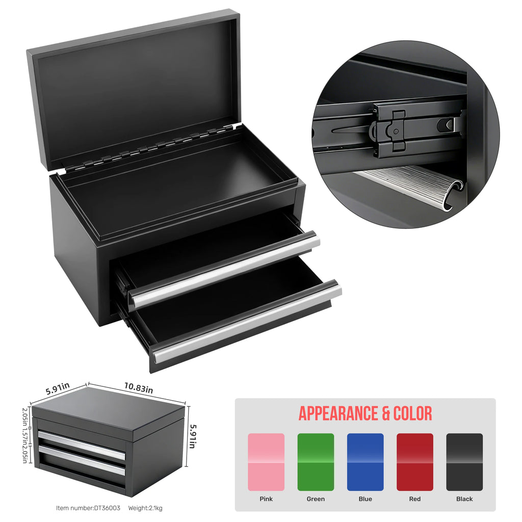 EMPTY Multi-Color Metal Storage Box with Drawers Home Tool Box Compact Utility Box Durable Metal Case for Small Parts Storage