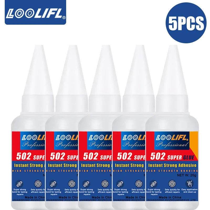 Loolifl Professional 502 Fast Adhesive Waterproof Universal Repair Glue Food Safe Ca Glue for Plastic, Wood, Metal, Ceramic, Glass, Super Glue, Stable and Safe