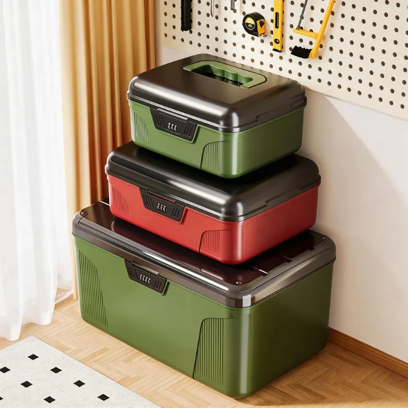 Portable Tool Box with Password lock Multi-layer Tool Storage Box Large-Capacity Car Tools Organizer Auto Parts Organizer