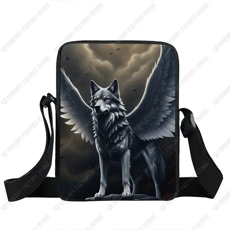 Howling Wolf Pattern Crossbody Bags Wolf Under The Moonlight Women Handbag Shoulder Bags Messenger Bag Key Phone Holder Book Bag