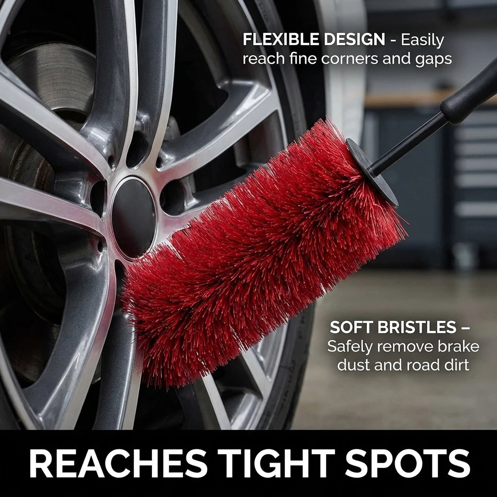 45cm Multifunction Car Wheel Wash Brush Soft Non-Scratch Tire Cleaning Rim Brush Auto Care Detailing Washing Tool