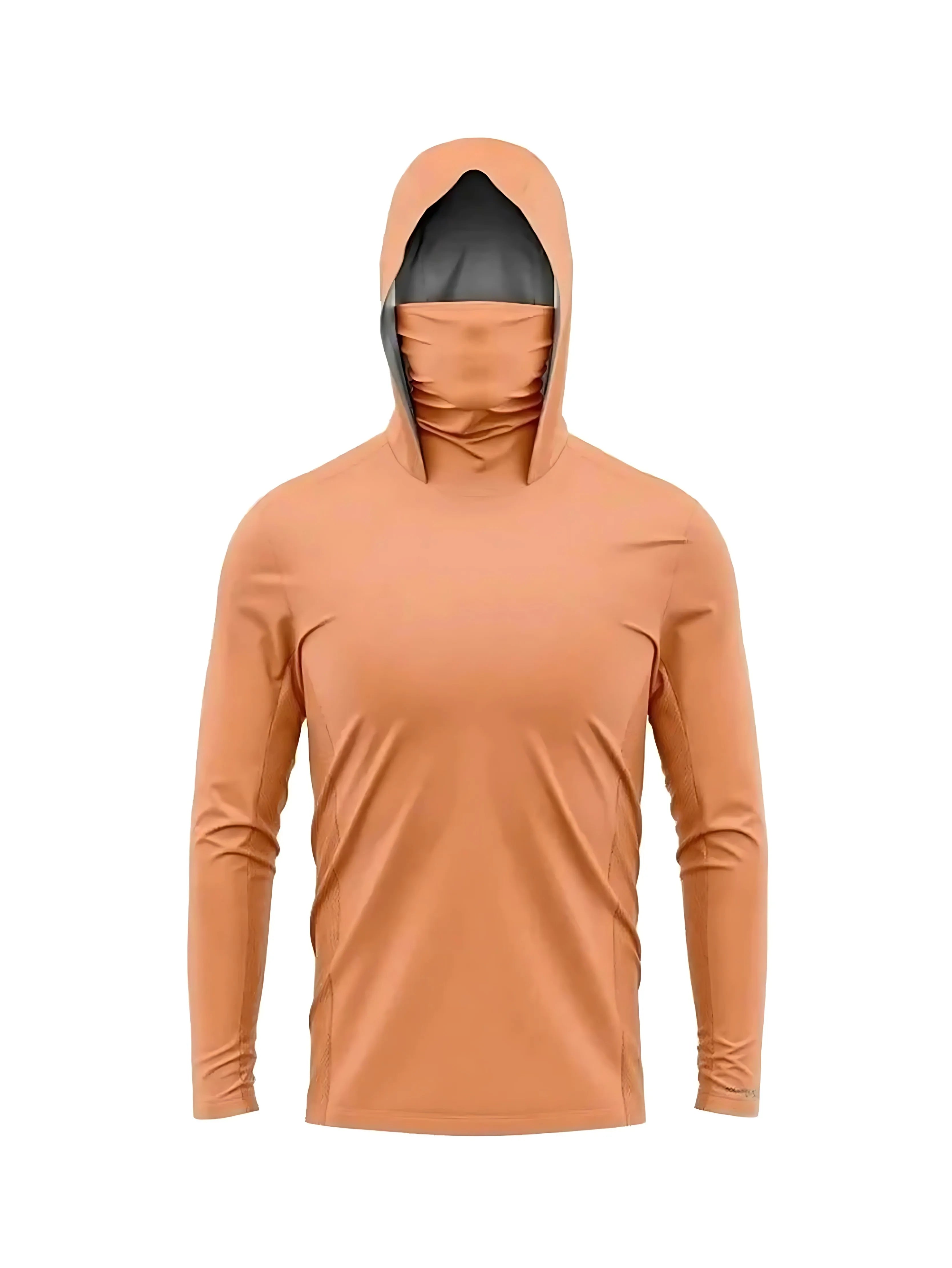 Men's long-sleeved T-shirt with sun protection hooded jacket protective mask one-piece outdoor long-sleeved cap shirt