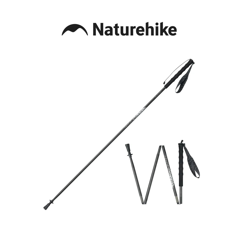 Naturehike 2026 New Carbon Fiber Hiking Poles Ultralight 97g Folding Backpack Trekking Sticks Thicken Travel Camping Poles