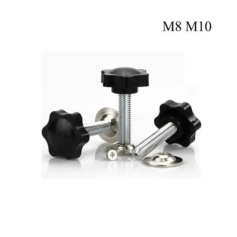 M8 M10 Black Plastic Hand Tighten Thumb Screw Plum Blossom Adhesive Head Adjustable Tightness Screw
