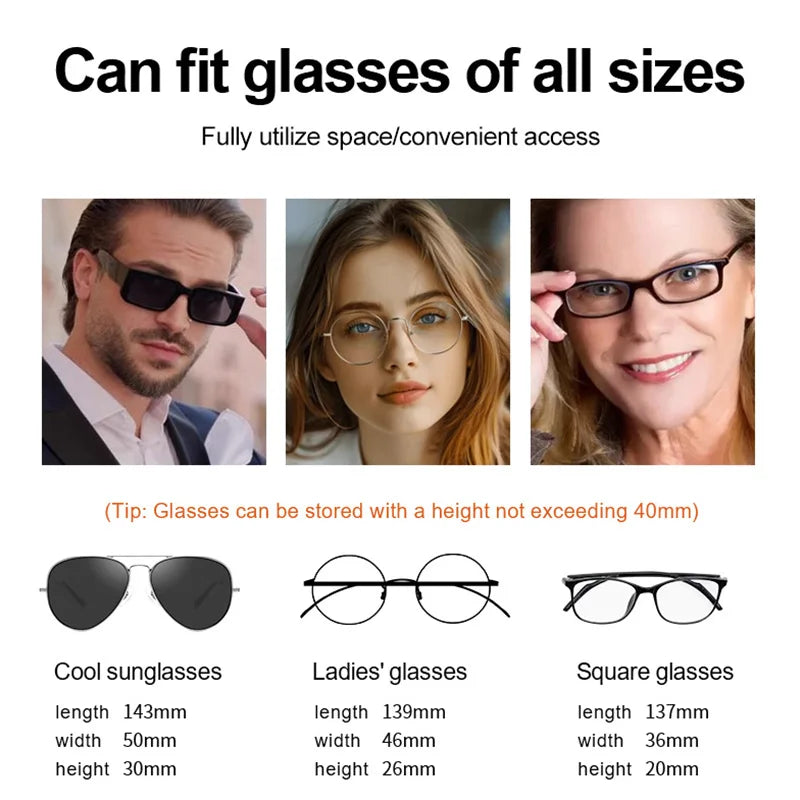 Universal Carbon Fiber Press Car Sunglasses Holder, Sun Visor Anti-Scratch Eyeglasses Storage Box, Car Interior Upgrade Part