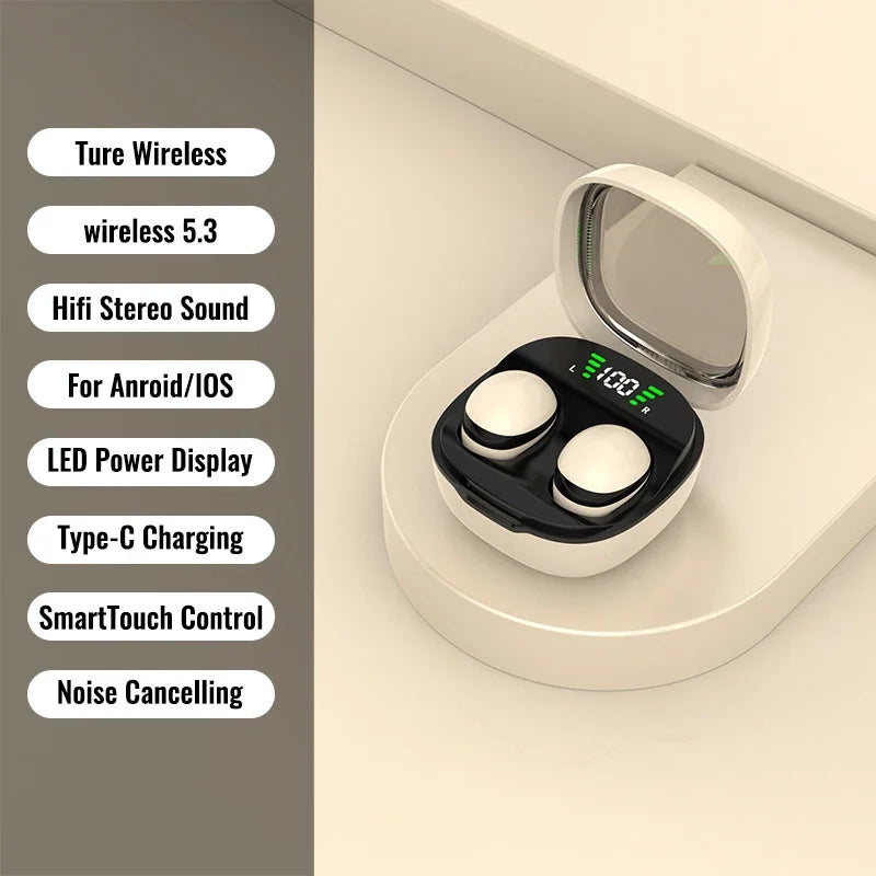 Mini Bluetooth 5.3Headset HD Hifi Earbuds Invisible Sleep Game Sports Headphones Touch Control Earphones for Men Women