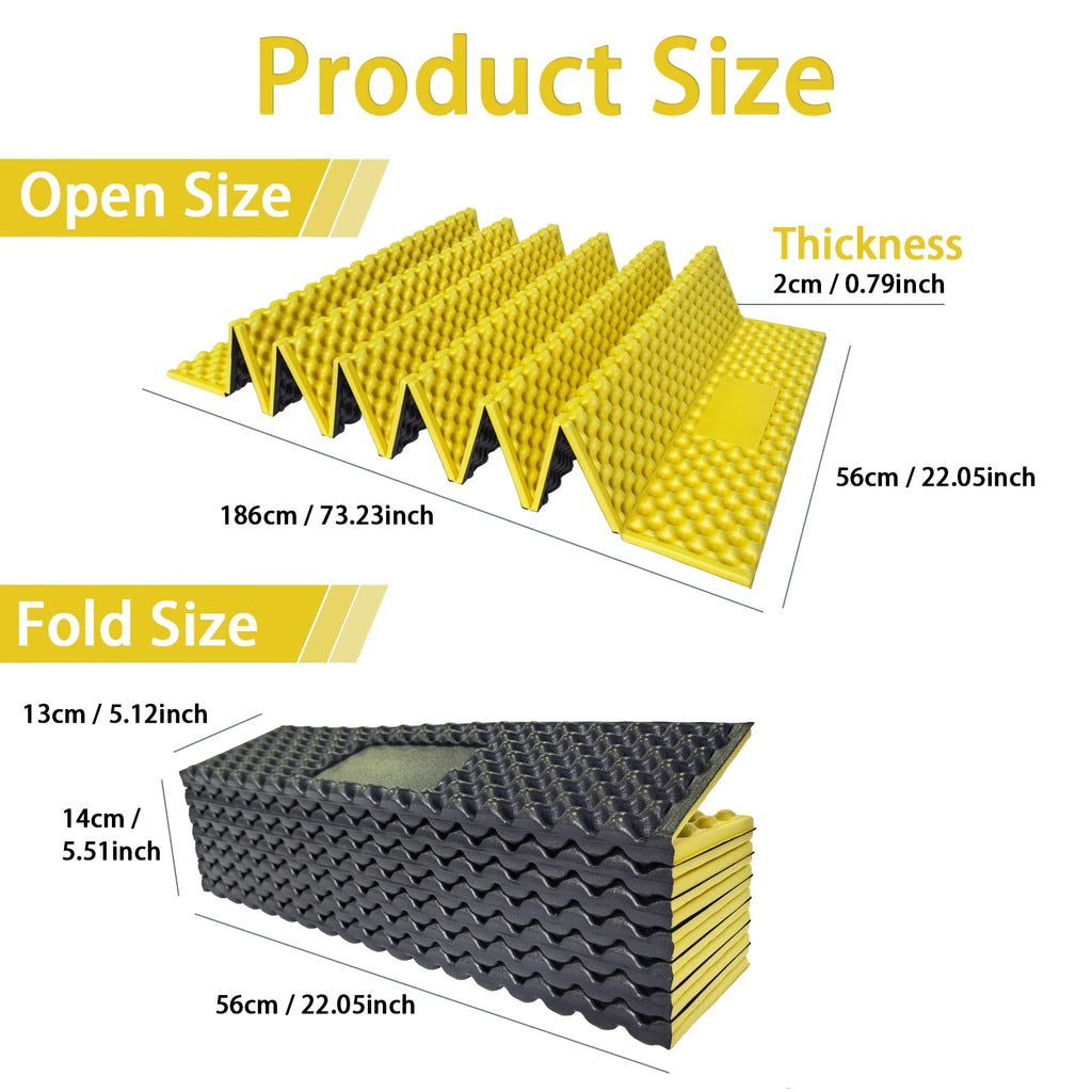Portable Foldable Egg Crate Foam Pad Thickened Aluminum Foil Sleep Mat Moisture Proof Insulation Mat for Travel Picnic Camping