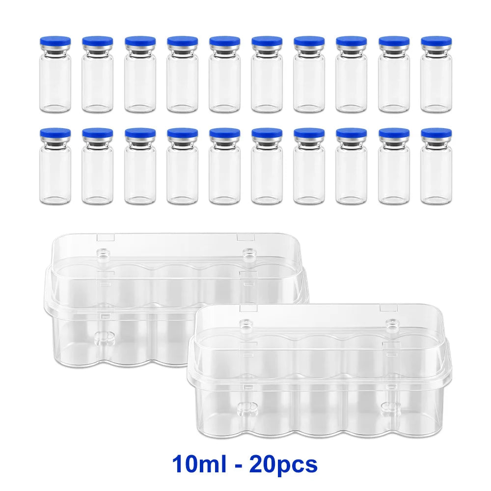 3/5/7/10ml Glass Vials for Injections,Thickened Sterile Empty Vials Sealed with Rubber Stopper for Injections with Sealed Cap